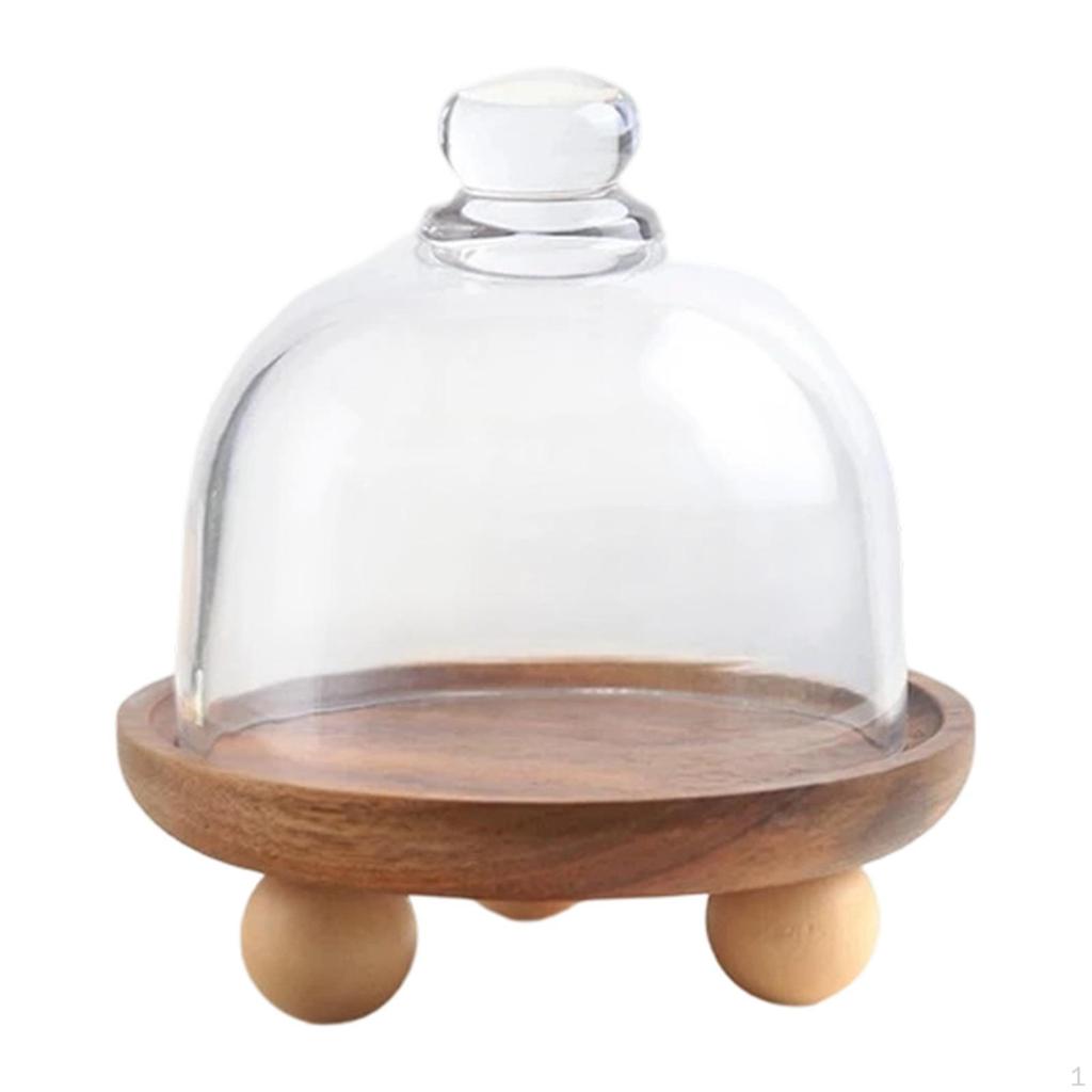Cake Stand with Cover, Wooden Kitchen Tray, Serving Platter, Dessert Cheese