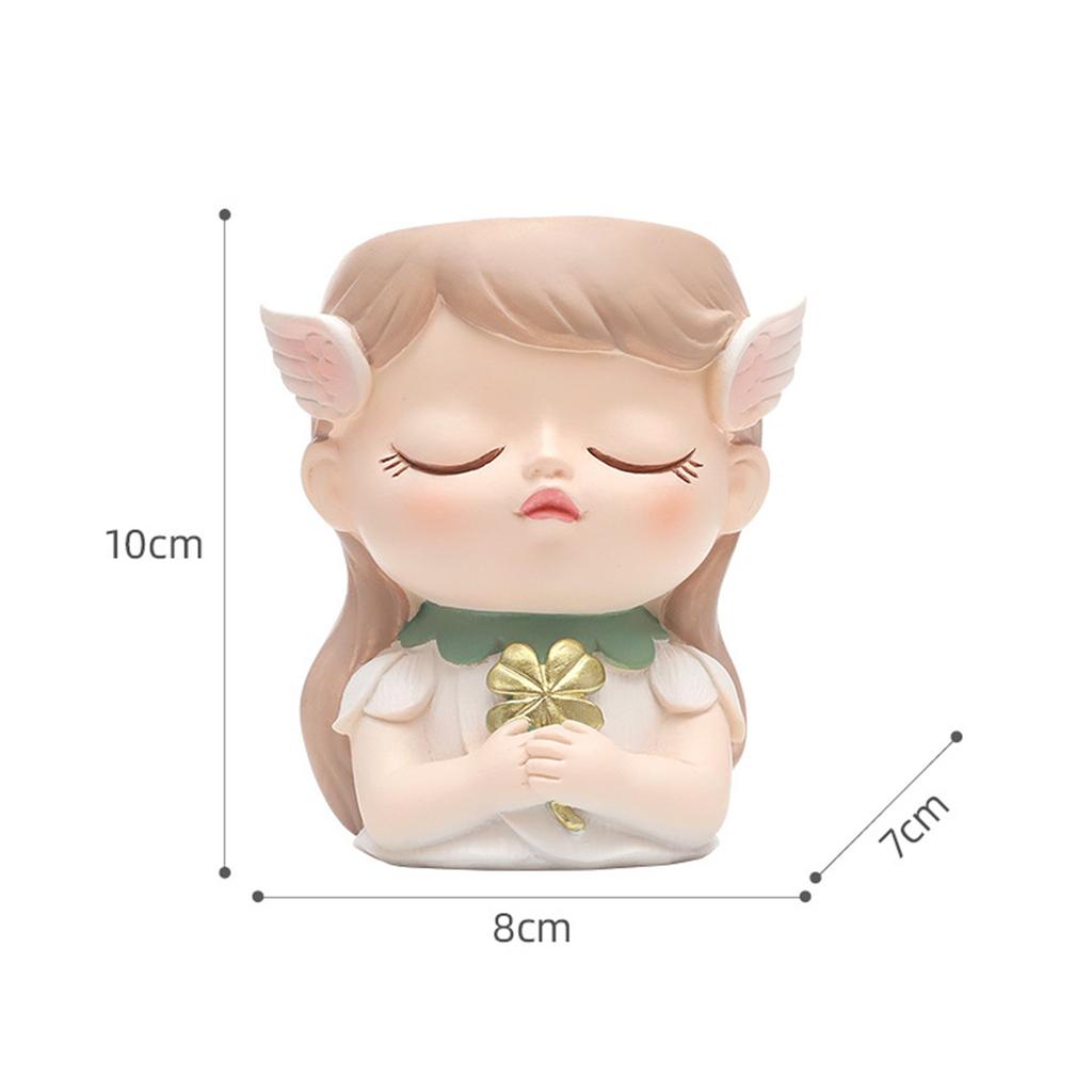 Girl Head Planter Cartoon Girl Statue Figurine Resin Creative Flowerpot for Living Room Indoor Outdoor Garden Tabletop Gifts