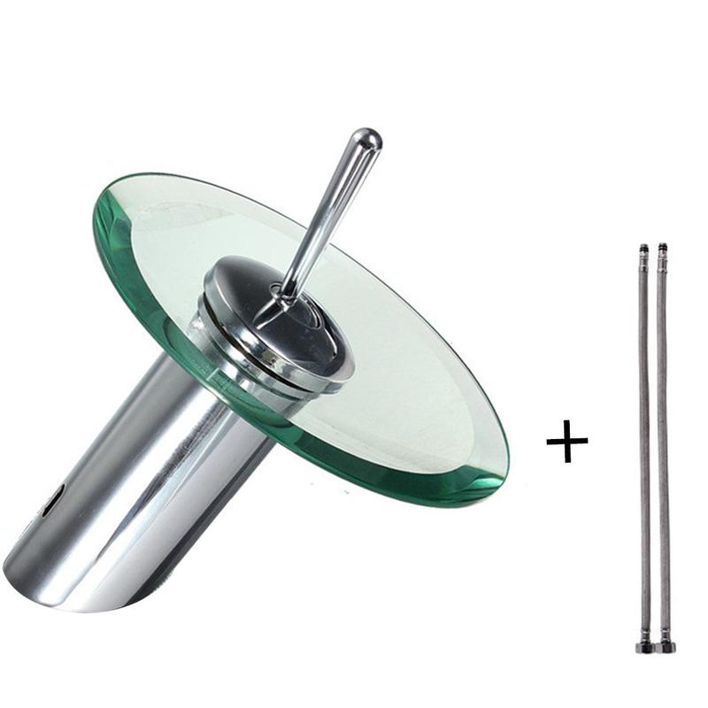 Badezimmer Wasserfall Waschbecken Toque Waschbecken Mischbatterie Wasserhahn Chrom Glasrand Wasserhahn mit Wassereinlassrohr