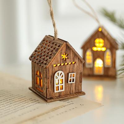 New Luminous Wooden House Christmas Pendants Creative New Year Xmas Tree Ornaments Gifts Hanging Ornament Christmas Decorations