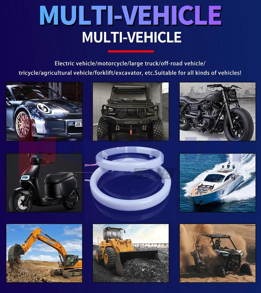 WANGHOI LED Angel Eye Headlight: Bluetooth-Controlled Color-Changing Daytime Running Lights