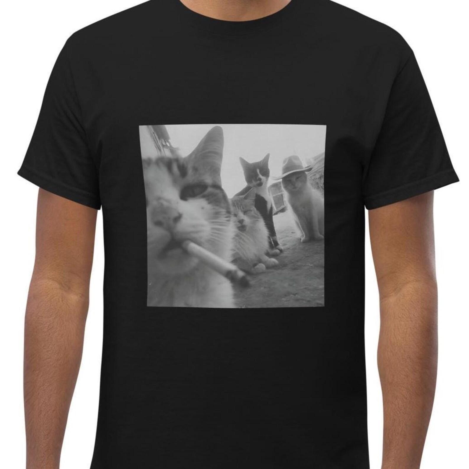Funny Cat Smoking Meme T-shirt, Shirts That Go Hard, Unisex Graphic Tee 4XL