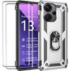 Case and Tempered Glasses - E.F.CONNECTION - For Xiaomi Redmi Note 13 Pro+ 5G - Silver - 360° Stand - Shockproof