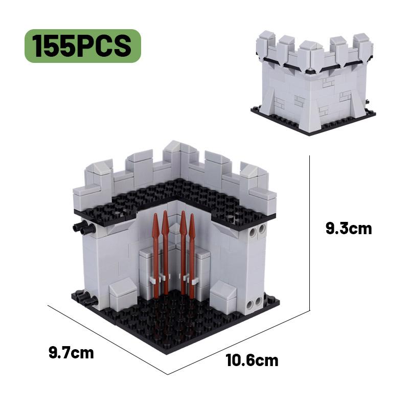 MOC Castelo Medieval Burg Conjunto de Blocos de Construção Furgão Prisional Fogueira Muralha Antiga Forno de Pão Estábulo Igreja Brinquedos de Blocos DIY Presente para Meninos
