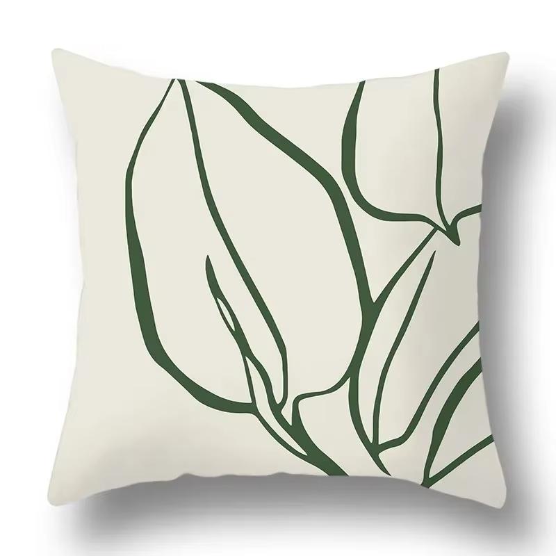 Green Plant Flower Abstract Single-Sided Print Pillowcase – Car, Sofa, Bedroom & Bedside Decorative Cushion Cover