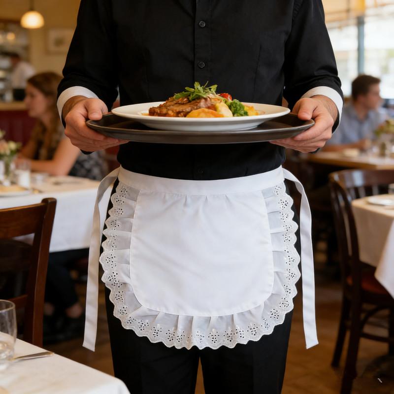 Frau Halbe Taille Kochen Küche Schürze Kurze Lolita Maid Sexy Spitze Schwarz Weiß Lätzchen Schönheit Blume Café Pinafore Hause Arbeit