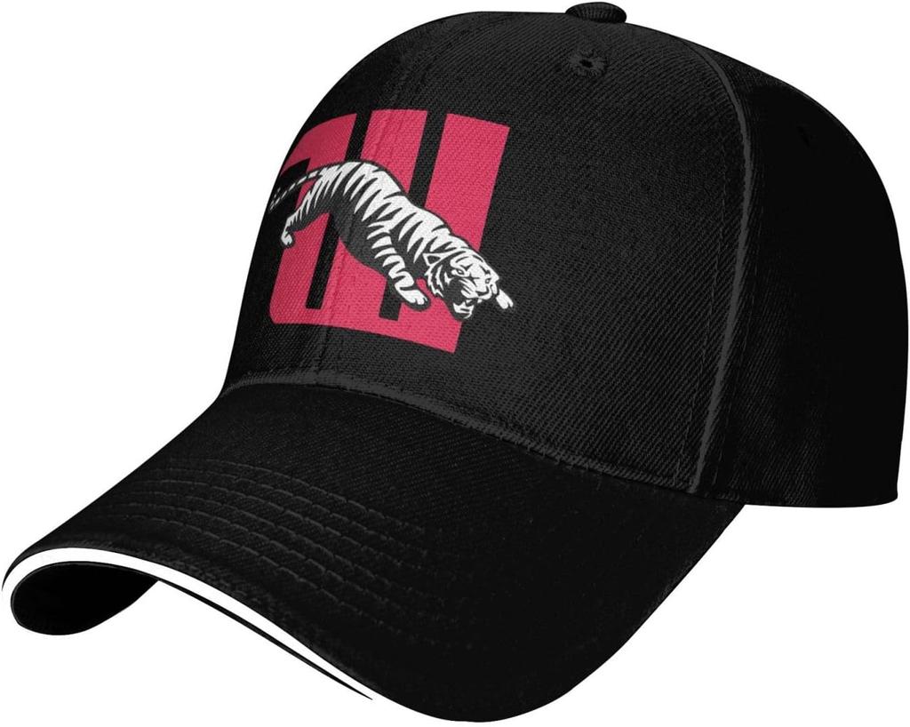 Tiger University Mascot Baseball Cap Polyester Adjustable Sports Dad Hat for Unisex Adults