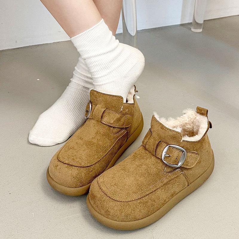 Dam vinterpäls med tjock sula som en lätt varm anti-kyla vadderade snöstövlar halkfria slitage vardagliga sneakers bomullsstövlar