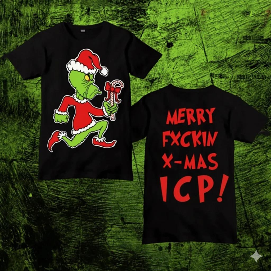 2 Sides INSANE CLOWN POSSE ICP MERRY FCKIN CHRISTMAS SANTA T-Shirt HT613 XL