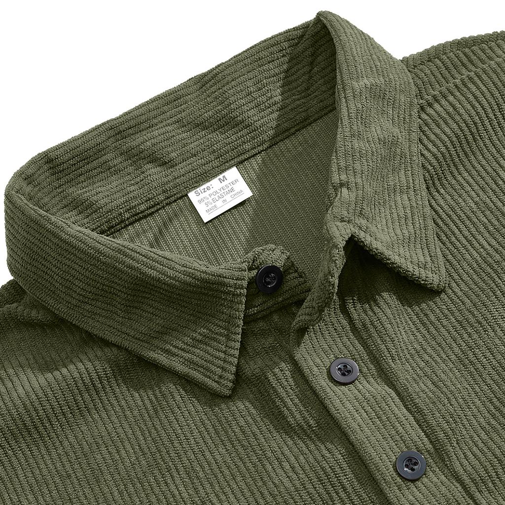 Men's  Casual Outdoor Lapel Corduroy Pullover Long-sleeved Top