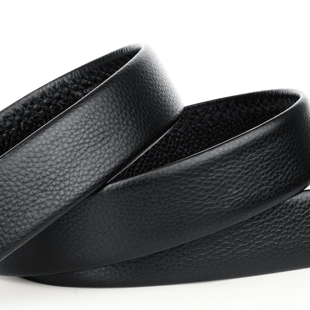 Men's Genuine Leather Automatic Buckle Belt Strap - Cowhide Lychee Pattern Headless Design