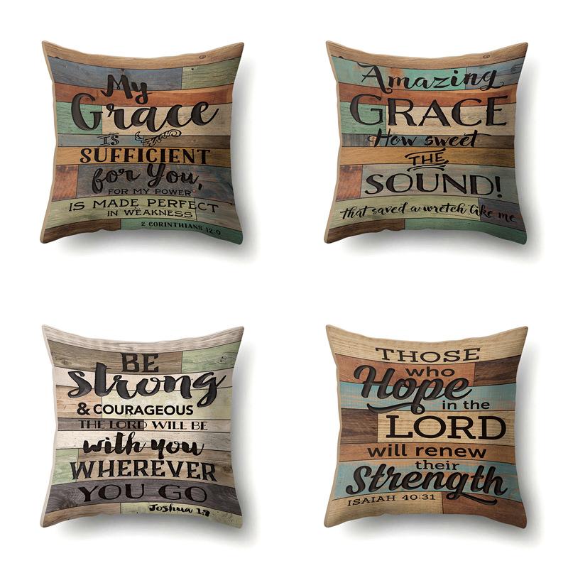 Polyester Pillowcase, Automotive Retro Wood Grain Printing Pillowcase, Waist Cushion Cover, English Cushion, Bedside Cushion Cover