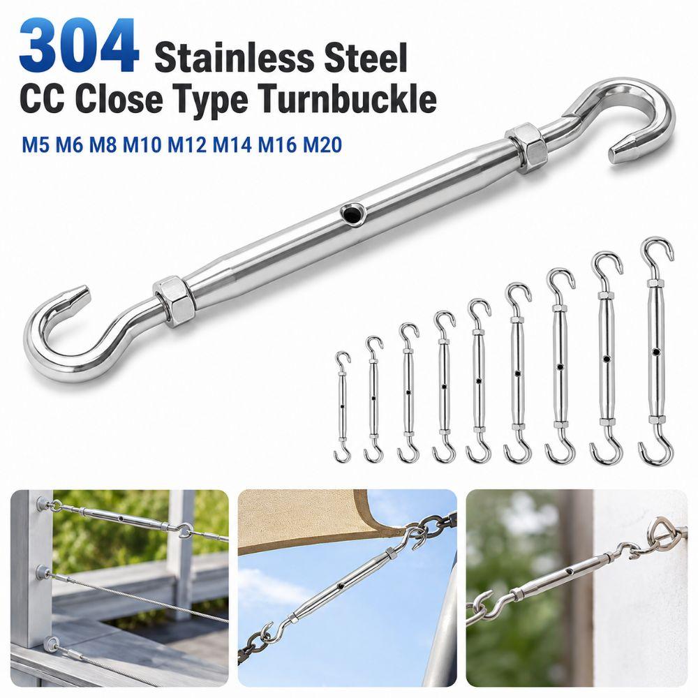 304 Stainless Steel CC Close Type Turnbuckle Adjustable Turnbuckle Tightener Outdoor Hardware