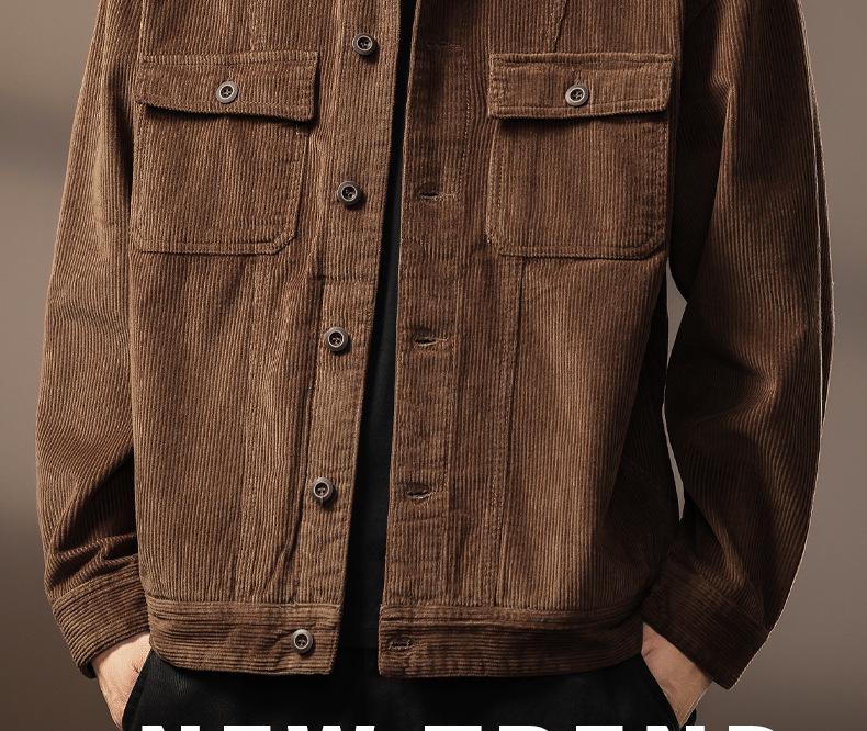 Men's High-End Corduroy Lapel Jacket - Autumn Casual AmeKaji Workwear Outerwear