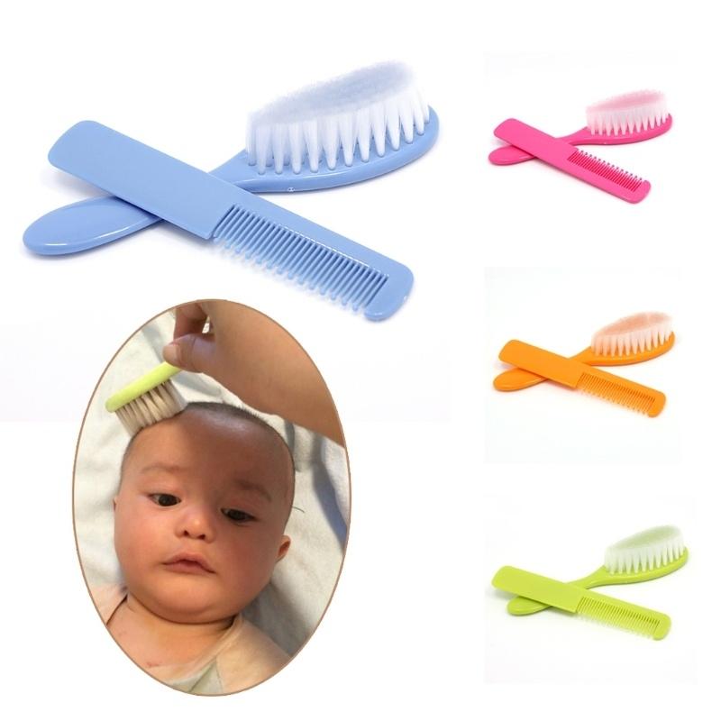 2pcs Baby Safety Soft Hair Brushes Set Comb Package Preparation (Color Random)