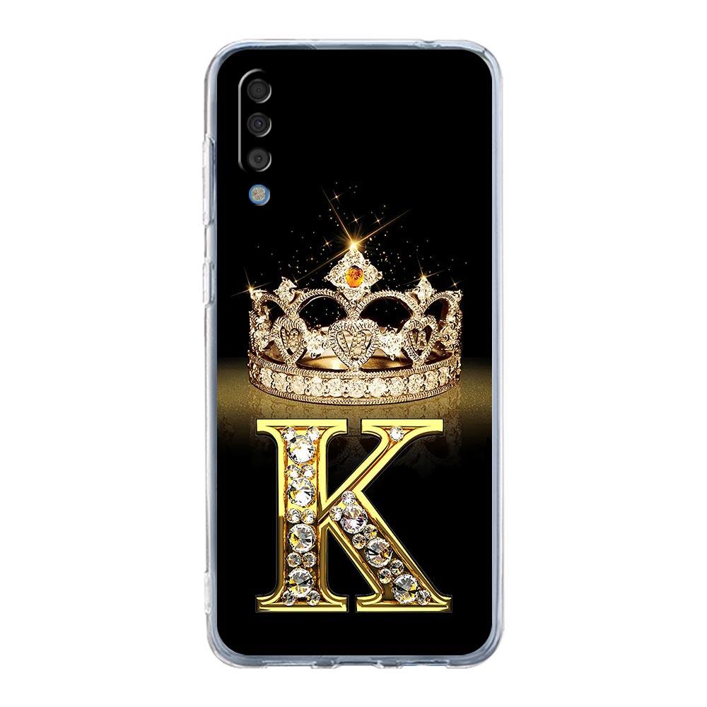 Diamond Crown Letter 26 Case For Samsung A54 A52 A50 A70 A40 A20S A20E A02S A12 A14 A16 A22 A24 A42 A34 A32 5G A04s A06 Cover