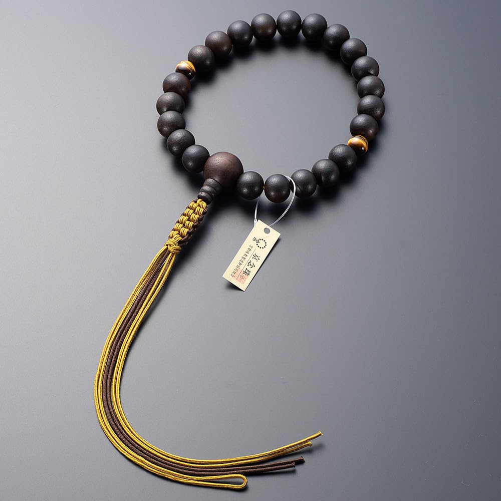 Buddhist Altar Shop Takita Shoten Buddhist Prayer Jodo Shinshu Buddhist Formal Prayer Beads for Striped Ebony Eye Silk Prayer Beads Bag Kyoto Buddhist