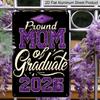 2D Flat, 1pc "Proud Mom of A 2026 Graduate" Aluminium Sign - 8"x12" Purple Glitter Graduation Decor, Grad Cap Wall Art, Perfect for 2026 Graduation