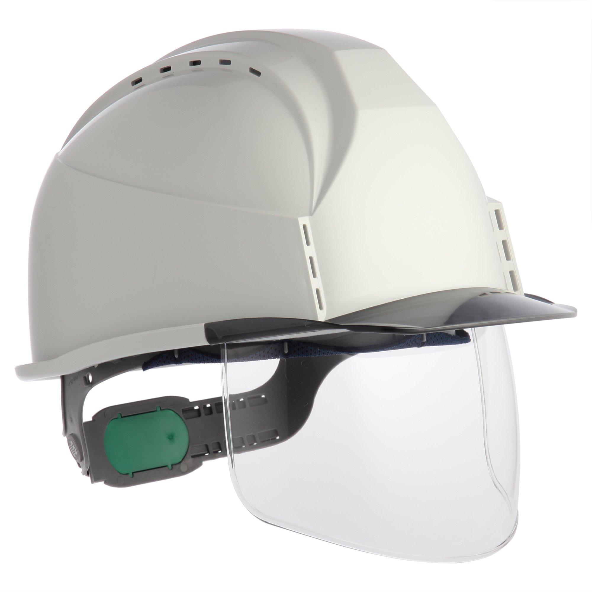 

Sumibe Techno Plastics Helmet KKC3 Series with Ventilation Transparent Shield Styrofoam Liner Holes, Visor, Face, KKC3S-B-PGR-S