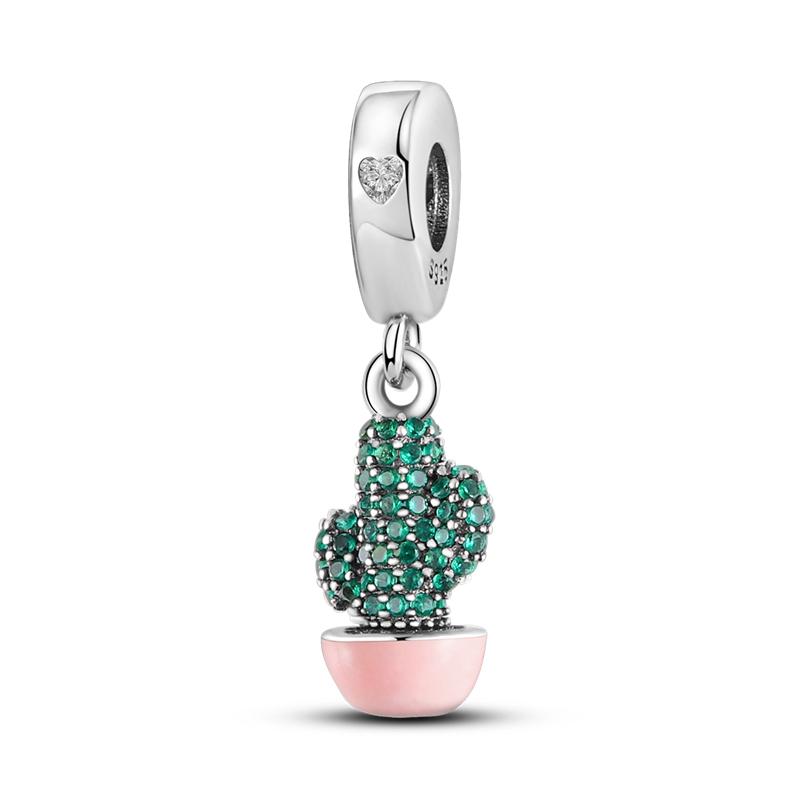 Grüne Serie Avocado Anhänger Kleeblatt Charms Perlen Passend für Original Charms Armband Damen Kupfer Schmuck
