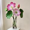 Realistic Lotus & Leaf with Stem Props - Artificial Water Lily Arrangement for Living Room Decoration