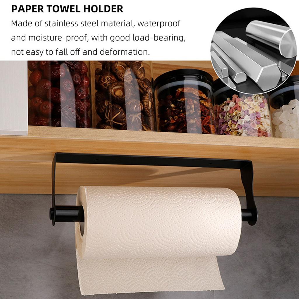 Kitchen Paper Towel Holder Easy to Install Towel Bar & Cling Film Roll Holder for Keeping Countertop Clean & Dry
