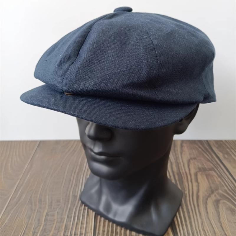 Lightweight Linen Newsboy Cap Thin Breathable Unisex Octagon Hat for Spring Summer Painter Beret for Men and Women