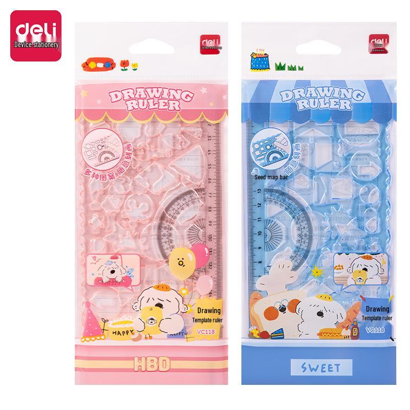 Deli VC118 Multifunctional Kaleidoscope Drawing Ruler Set Deli VC118 Drawing Template Ruler