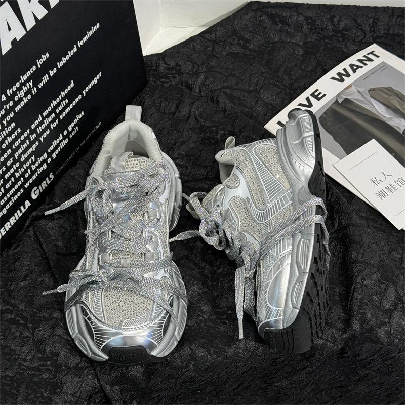 

Platform dad shoes women s 2025 new summer thin breathable lace mesh heightening small casual sports shoes 35