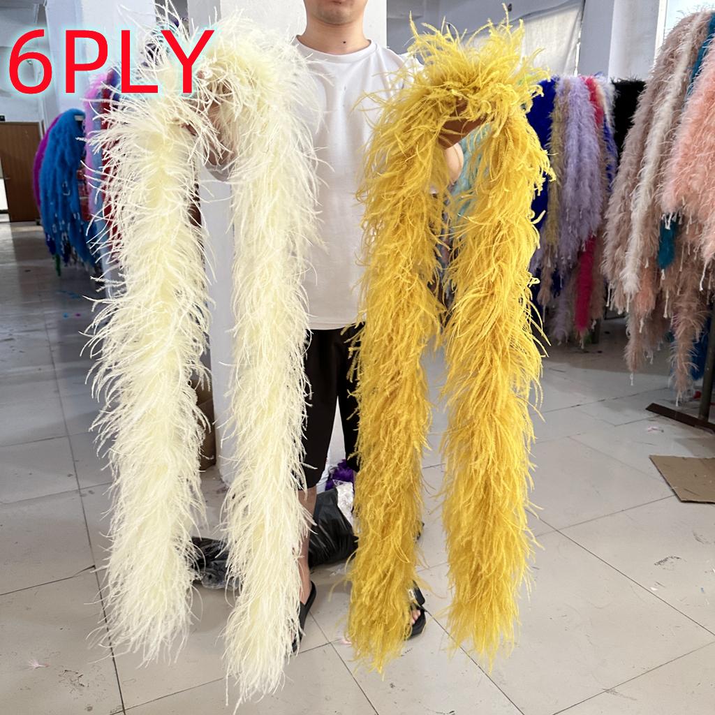 DIY 6 Ply Ostrich Feathers Boa 0.5M/1M/2M/3M Long Feather Shawl Costume Boa Plumes Carnival Clothes Dress Sewing Feather Trim Crafts