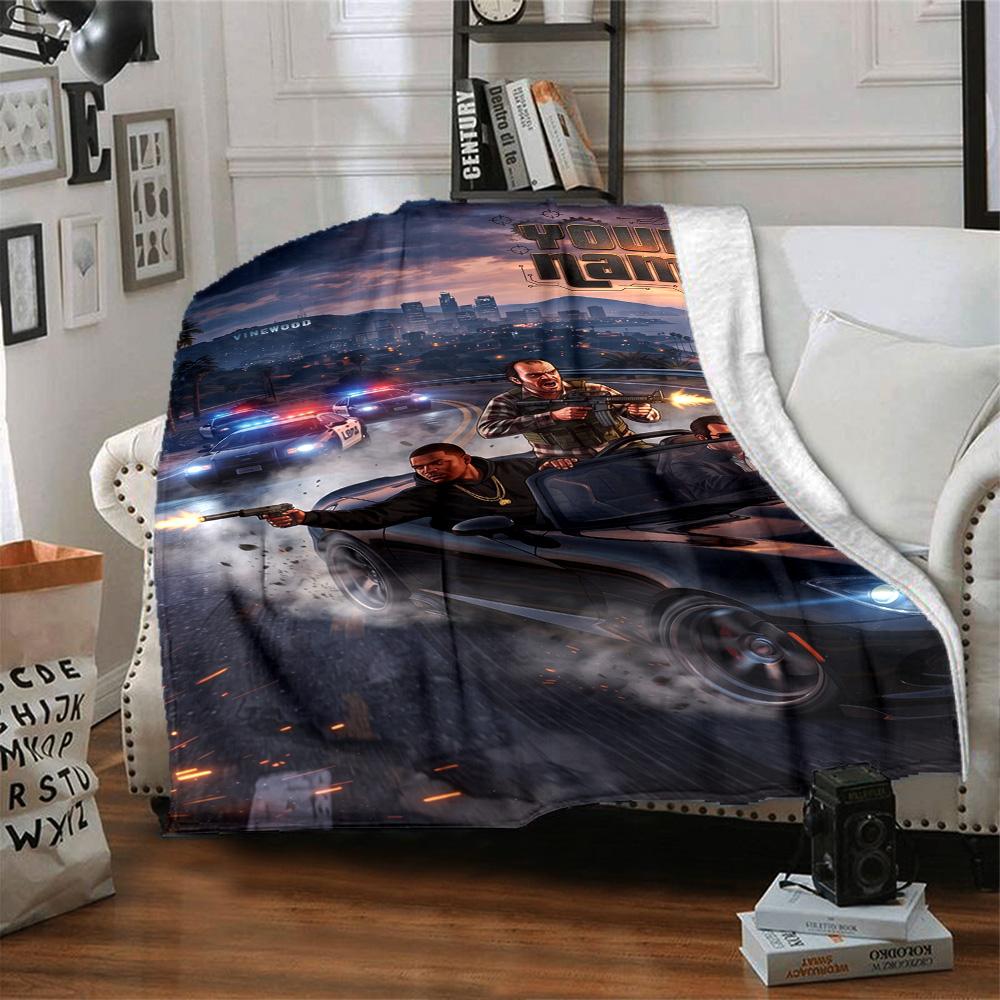 Gta Personalized Text Blanket Multi-purpose Customizable Blanket Warmthful Decor for Office Chair Bedding Livingroom Seaside Ideal for All Seasons