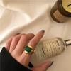 French High-End Adjustable Emerald Ring for Women – Korean Style, Light Luxury Design, Trendy Index Finger Accessory.