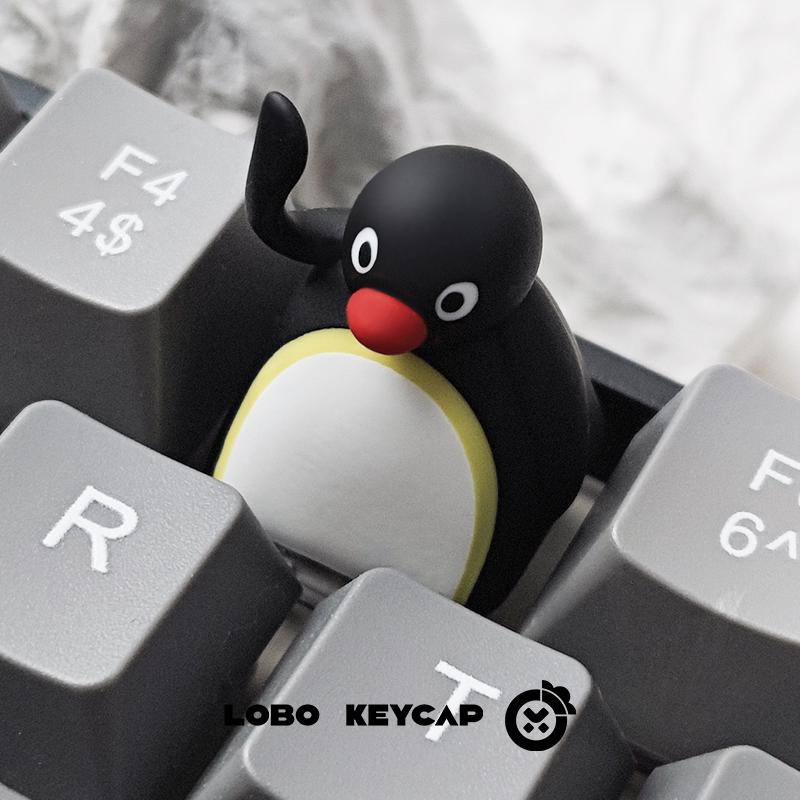 Lobo Pingu Penguin Custom Keycup Cute Anime Peripheral Keyboard Accessories Pvc Machine Keyboard Replaceable Gift For Friend
