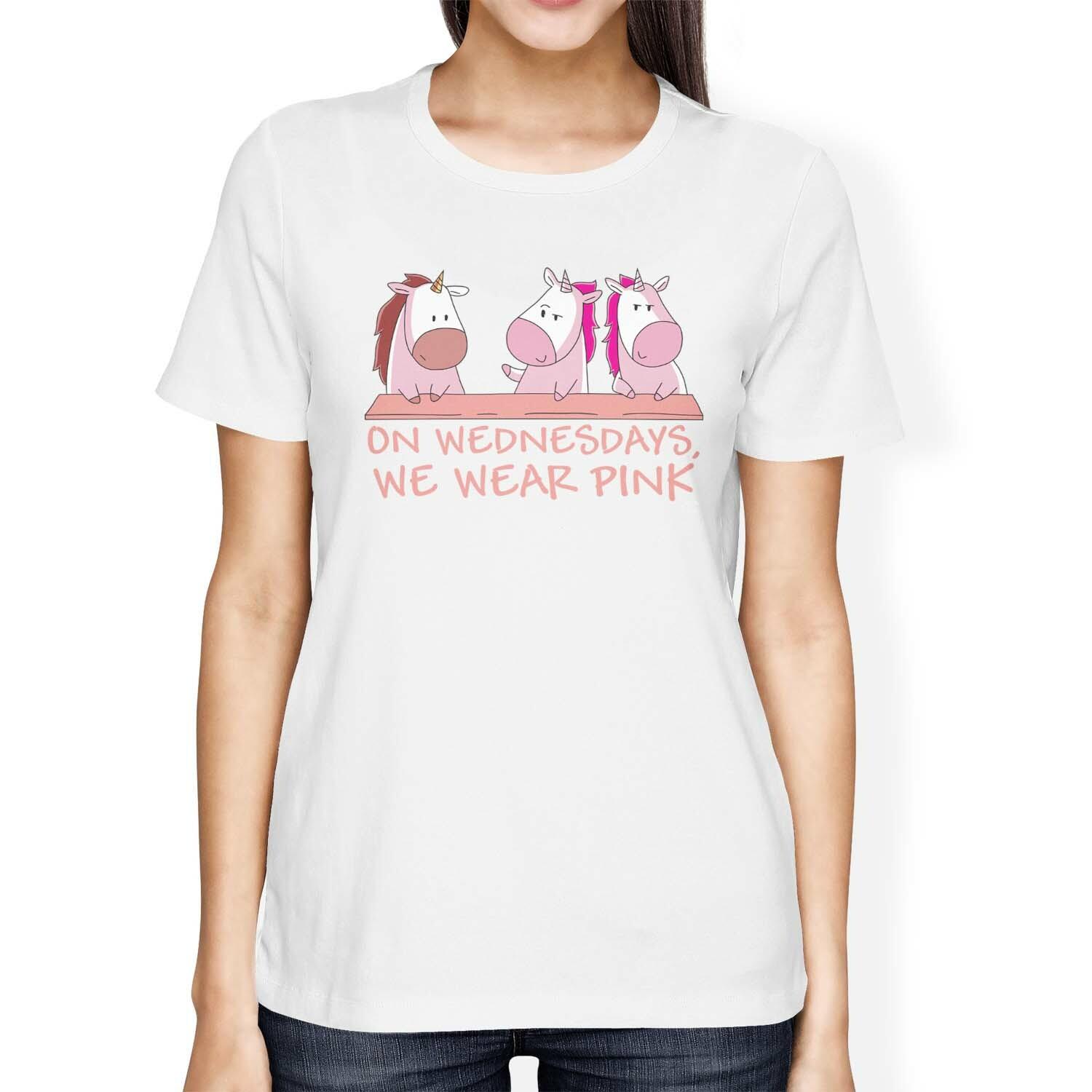 1Tee Womens Loose Fit Unicorns On Wednesdays We Wear Pink T-Shirt S