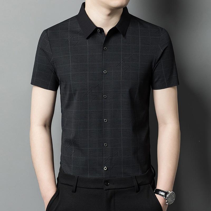 Summer Men's Middle-Aged & Young Lapel Collar Breathable Fashion Casual Short Sleeve Shirt Top