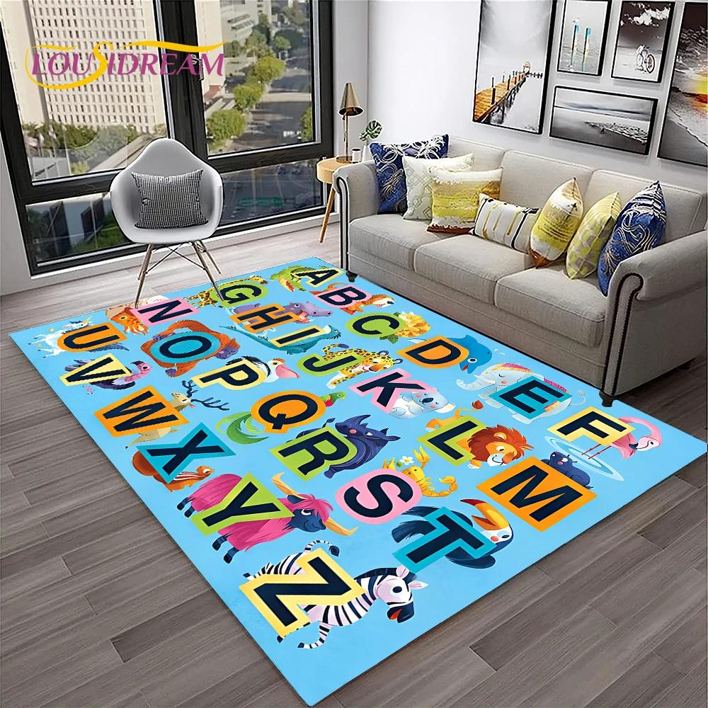 Alphabet ABC Early Education Cartoon Kids Playroom Children Crawling Rug Carpet for Living Room Bedroom Decor,Non-slip for Sofa