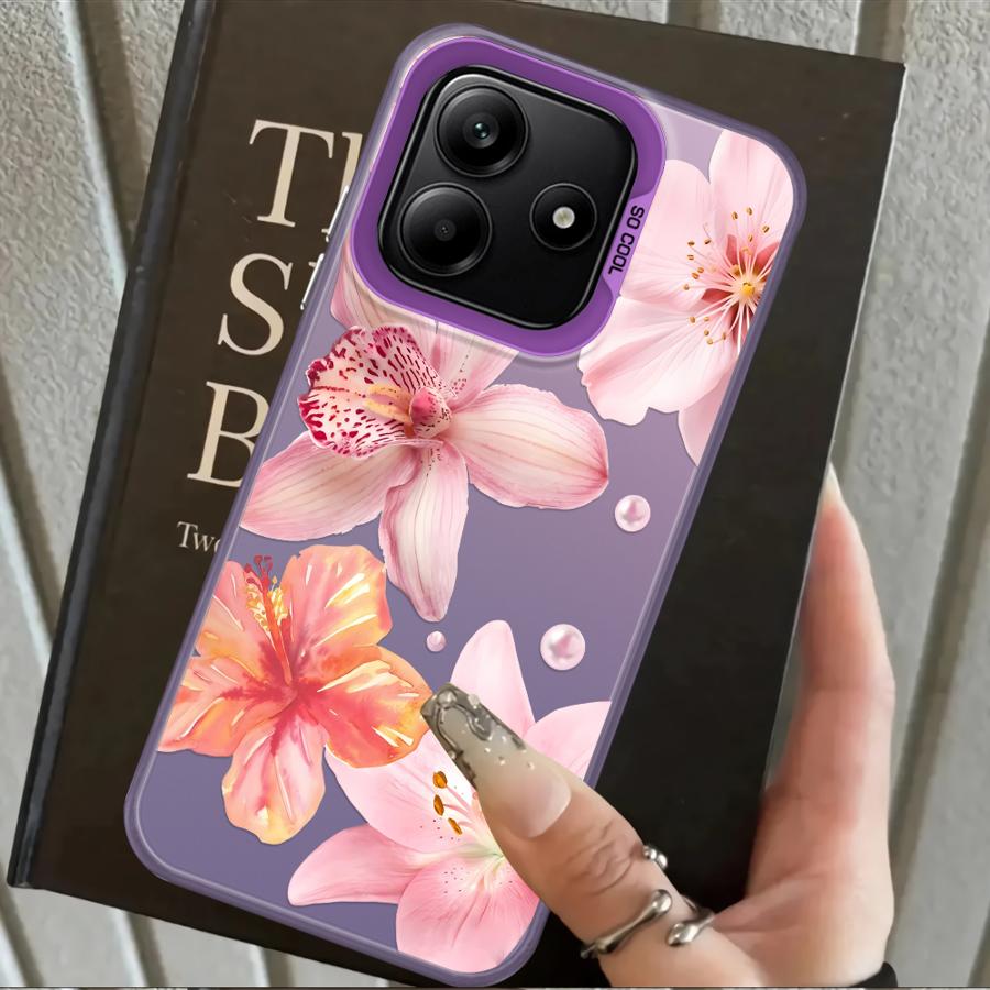 

Pink Lily Flower Pattern Back Phone Cover Case for Xiaomi Poco F4 X3 NFC X5 X3 Pro C51 F3 GT C50 Poco X3 NFC