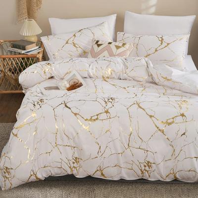 Bedding Three-Piece Set Bronzing Texture Quilt Cover Digital Printing Kit Home Textile