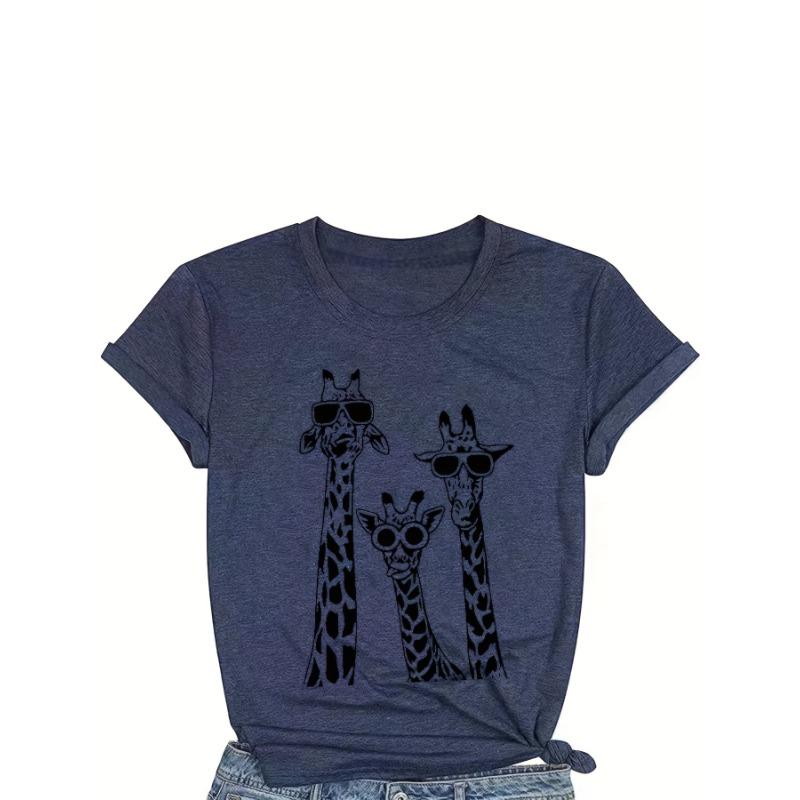 European and American Fashion Giraffe Print Women s T-shirt S