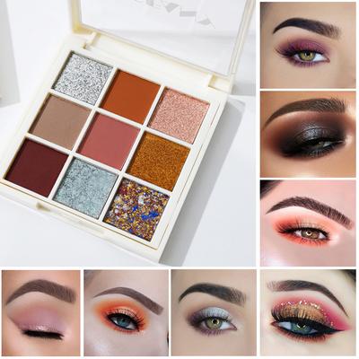 Třpytivé 9barevné paletky očních stínů Korálky Matné zvýraznění Multi-color Makeup Eyeshadow