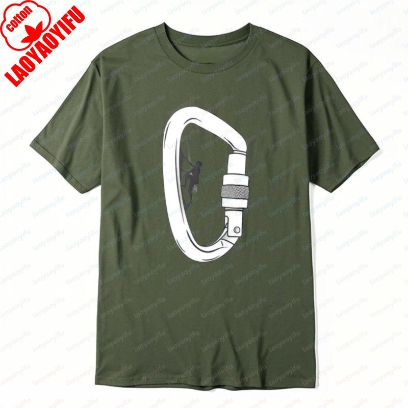 Carabiner Climbing Gear Printed Tshirt Outdoor Adventure Tee Climber Graphic Summer Casual Mountain Sport Unisexs Tops Camisetas