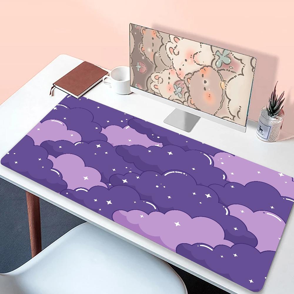 Mouse pad 90x40 Pastel Clouds Desk Mat XXL Kawaii Purple Keyboard Pad Non-slip Laptop Desk Office table Mat Kawaii Expansion pad