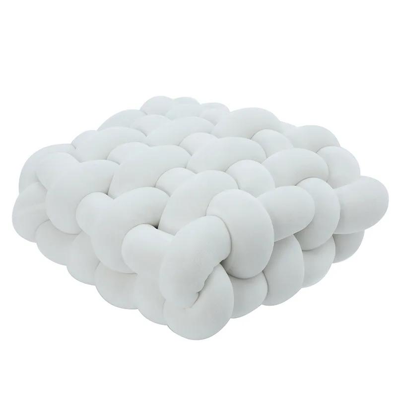 Goldener Samt Leichter Luxus Geknotenes Quadratisches Kissen, Weiches Sitzpolster für Wohnzimmer Sofarücklehne und Erker, Geometrisches Muster