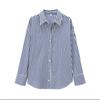Women S Loose Fit Long Sleeve Collared Striped Casual Shirt
