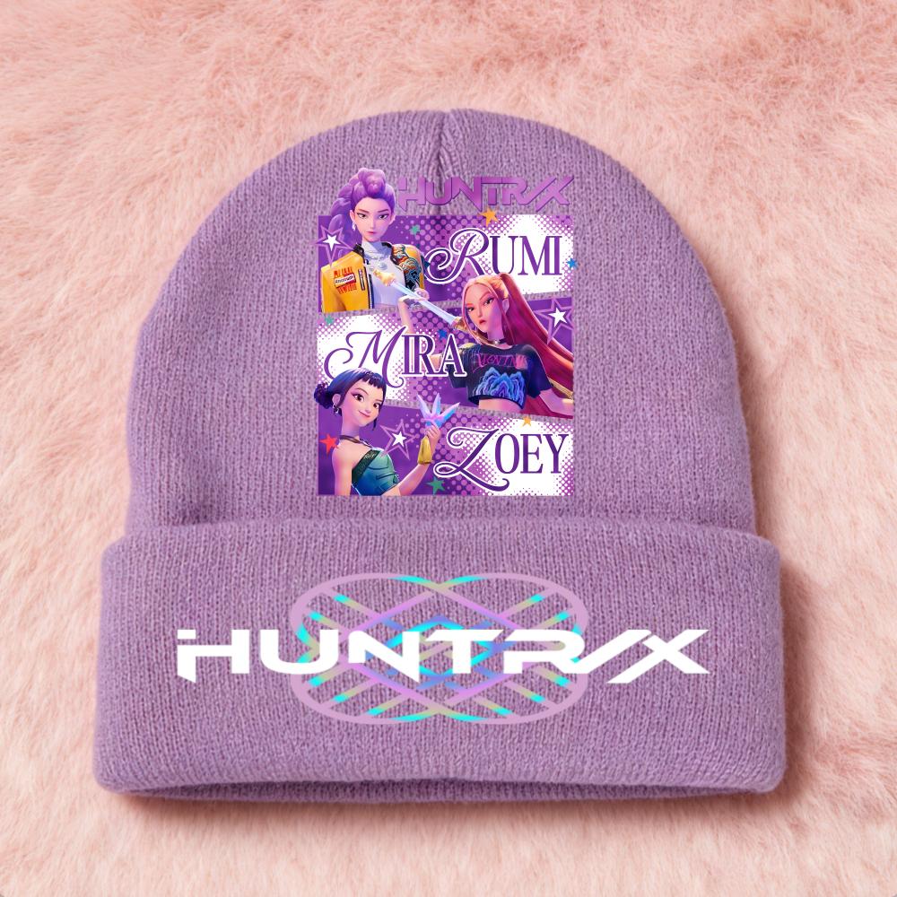 Latest KPop Demon Girls Knitted Hats Kpop Hunter Cartoon Children Headgear Cotton Cold Season Adorable Hat Anime Children Navidad Birth Date Gifts