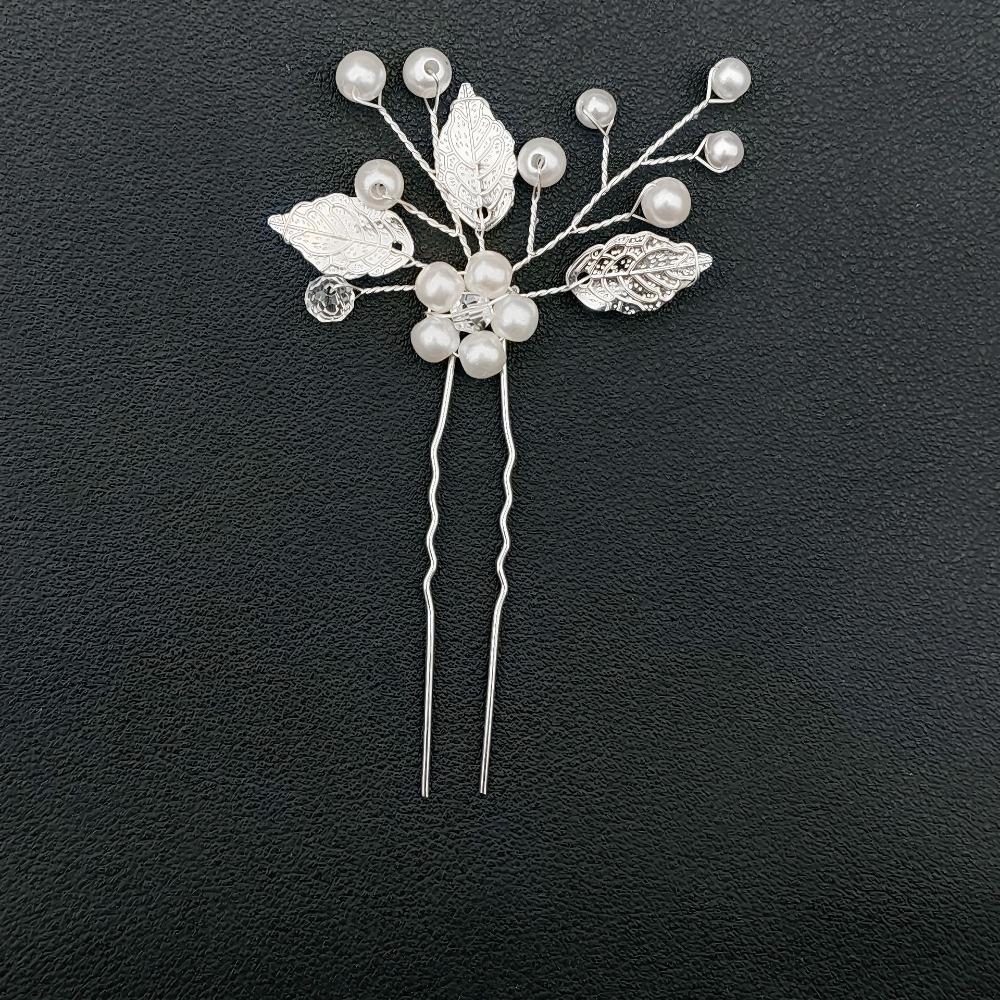 1 Zestaw spinki do włosów z kwiatem perłowym Zestawy grzebieni do włosów dla panny młodej Ślubne akcesoria do włosów Tiarki ze stopu ze złotym liściem Spinka do włosów księżniczki Modna biżuteria