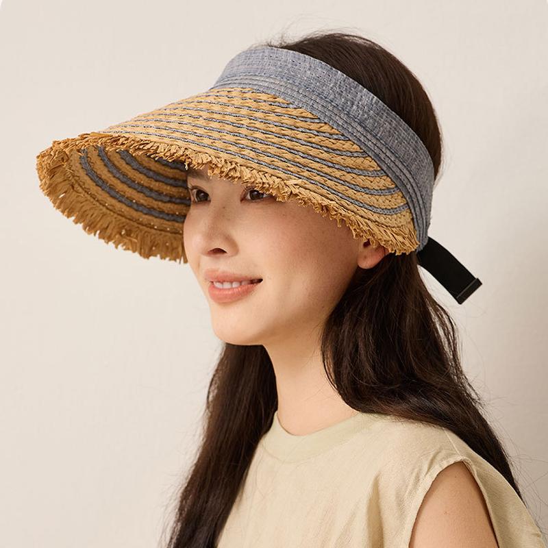 Summer Travel Sunshade Hat Foldable Straw Rough Brim Sunscreen Hat Anti-Ultraviolet Hat