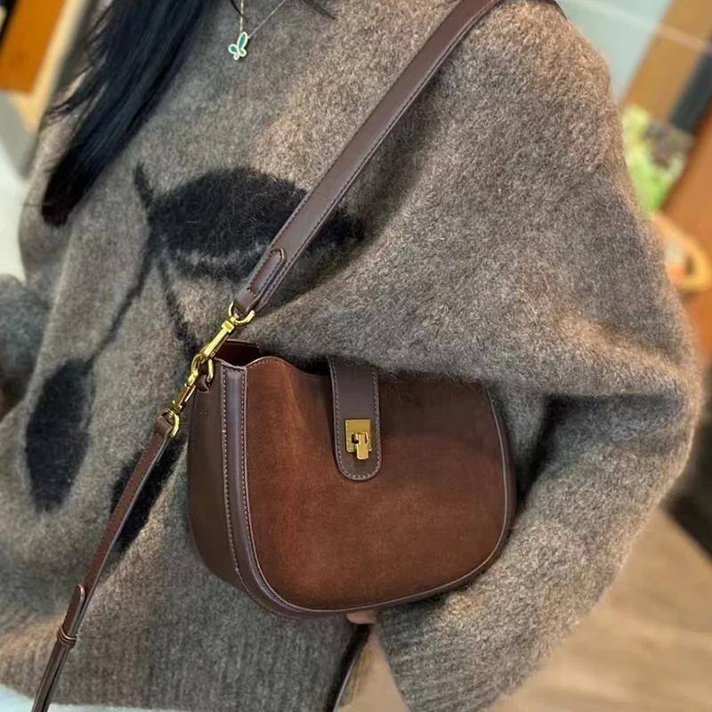 Women Suede Leather Bag Shoulder Handbag and Purses Luxury Designer Bags Chic Fashi Lady Trend Satchel Handbag 2026 New Sale