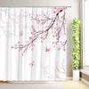 Cherry Blossom Sun Shower Curtain Watercolor Floral Plant Koi Fish Butterfly Peacock Nature Scenery Bathroom Decor with Hooks