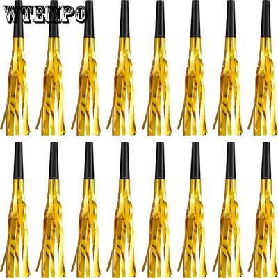 30pcs Golden Noise Makers Glitter Noise Makers Metallic Fringed Party Blowers for Adults Birthday Graduation Sporting Events Party Favor Supplies